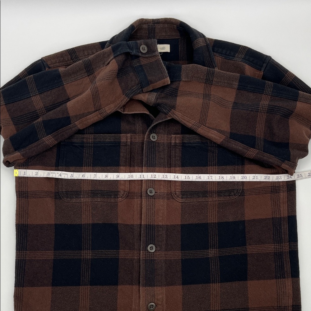Madewell Men's Lightweight Plaid Shirt Jacket in Brown and Black - Picture 8 of 10